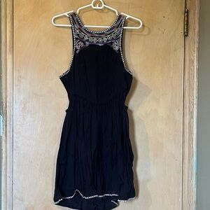 Billabong Black Mini Dress with Pink Embroidery